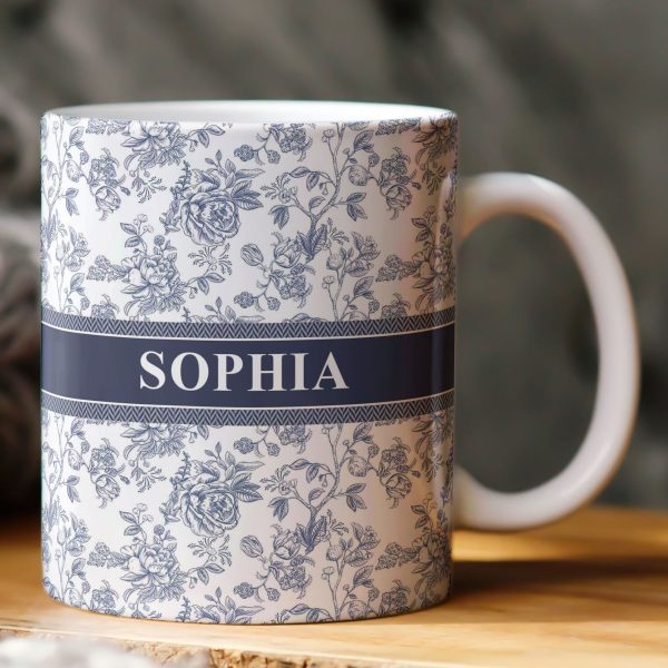 Flower Toile De Jouy Custom Color - Personalized Mug Flower Toile De Jouy Custom Color - Personalized Mug