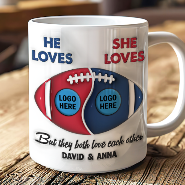 Football Couple Custom Team Logo - Personalized Mug - Gifts For American Football Lover | TM15 HN02 Football Couple Custom Team Logo - Personalized Mug - Gifts For American Football Lover | TM15 HN02