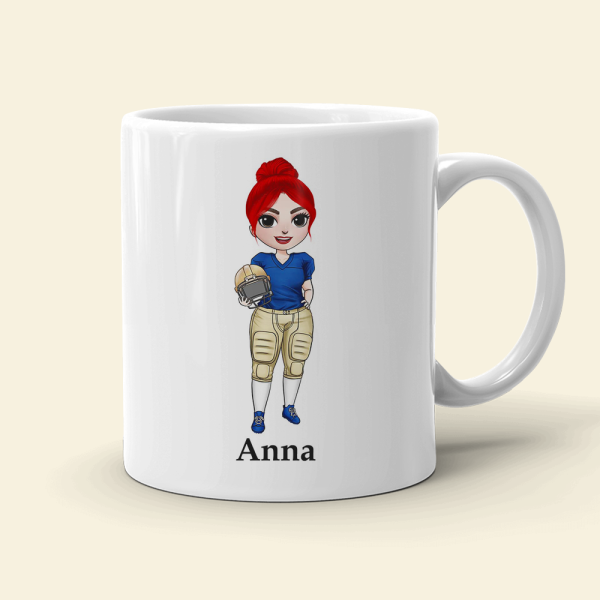 Football Girl Wanker Funny White Mug, Personalized Gift