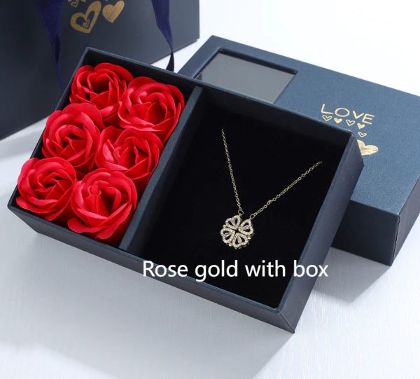 Four-Leaf Clover & Heart Necklace Gift Set - Dainty Gold Jewelry Four-Leaf Clover & Heart Necklace Gift Set - Dainty Gold Jewelry