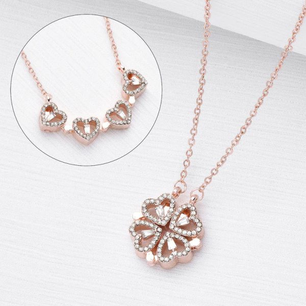 Four-Leaf Clover & Heart Necklace Gift Set - Dainty Gold Jewelry Four-Leaf Clover & Heart Necklace Gift Set - Dainty Gold Jewelry