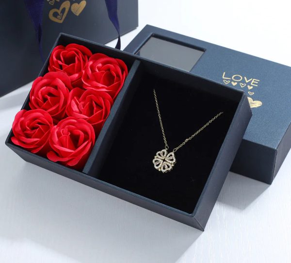 Four-Leaf Clover & Heart Necklace Gift Set - Dainty Gold Jewelry Four-Leaf Clover & Heart Necklace Gift Set - Dainty Gold Jewelry