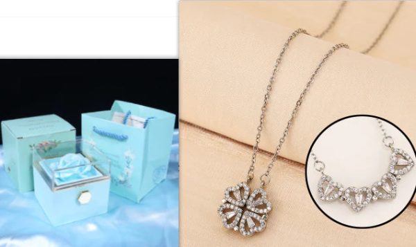 Four-Leaf Clover & Heart Necklace Gift Set - Dainty Gold Jewelry Four-Leaf Clover & Heart Necklace Gift Set - Dainty Gold Jewelry