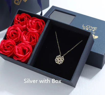 Four-Leaf Clover & Heart Necklace Gift Set - Dainty Gold Jewelry Four-Leaf Clover & Heart Necklace Gift Set - Dainty Gold Jewelry