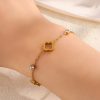 Four Leaf Clover Zircon Stainless Steel Bracelet