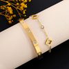 Four Leaf Clover Zircon Stainless Steel Bracelet