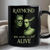 Frankenstein And Bride You Make Me Feel Alive Personalized Mug, Valentine Retro Horror Couples Love Gift with Custom Name Frankenstein And Bride You Make Me Feel Alive Personalized Mug, Valentine Retro Horror Couples Love Gift with Custom Name