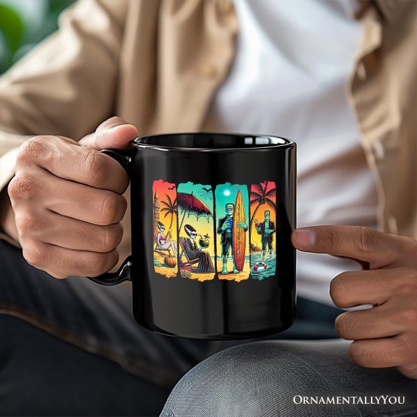 Frankenstein's Beach Vacation Personalized Mug, Retro Neon Summer Vibes Gift with Custom Name Frankenstein's Beach Vacation Personalized Mug, Retro Neon Summer Vibes Gift with Custom Name
