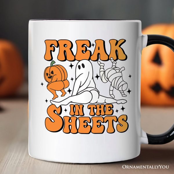 Freak in the Sheets Ghost Personalized Mug, Naughty Halloween Gift with Custom Name Freak in the Sheets Ghost Personalized Mug, Naughty Halloween Gift with Custom Name