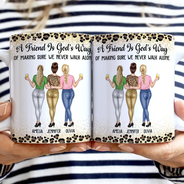 Friends We Never Walk Alone - Personalized White Edge-to-Edge Mug Friends We Never Walk Alone - Personalized White Edge-to-Edge Mug