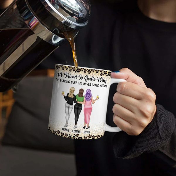 Friends We Never Walk Alone - Personalized White Edge-to-Edge Mug Friends We Never Walk Alone - Personalized White Edge-to-Edge Mug