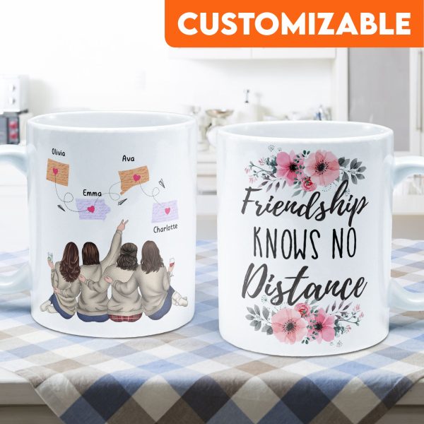 Friendship Knows No Distance - Personalized Mug - Birthday, Long Distance Friendship Gift For Sister, Soul Sister, Best Friend, BFF, Bestie, Friend - State Girls Friendship Knows No Distance - Personalized Mug - Birthday, Long Distance Friendship Gift For Sister, Soul Sister, Best Friend, BFF, Bestie, Friend - State Girls