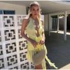 Frill Deep Neck Halter Mini Ruched Dress Frill Deep Neck Halter Mini Ruched Dress