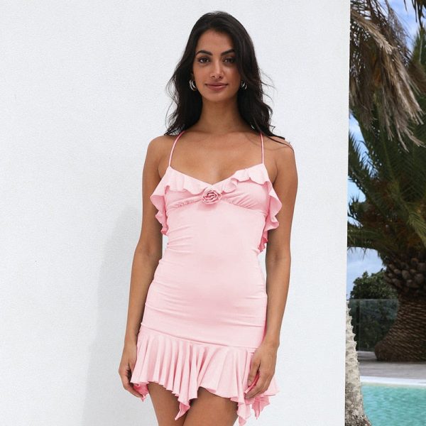 Frill Hem Strappy Mini Dress Frill Hem Strappy Mini Dress