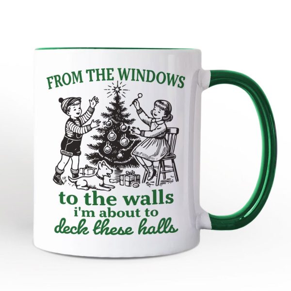 From the Windows to the Walls Deck These Halls Personalized Mug, Funny Vintage Christmas Gift with Custom Name From the Windows to the Walls Deck These Halls Personalized Mug, Funny Vintage Christmas Gift with Custom Name