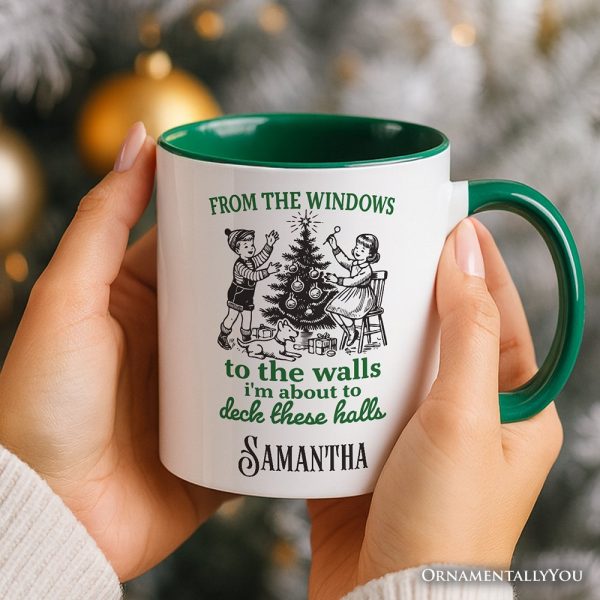 From the Windows to the Walls Deck These Halls Personalized Mug, Funny Vintage Christmas Gift with Custom Name From the Windows to the Walls Deck These Halls Personalized Mug, Funny Vintage Christmas Gift with Custom Name