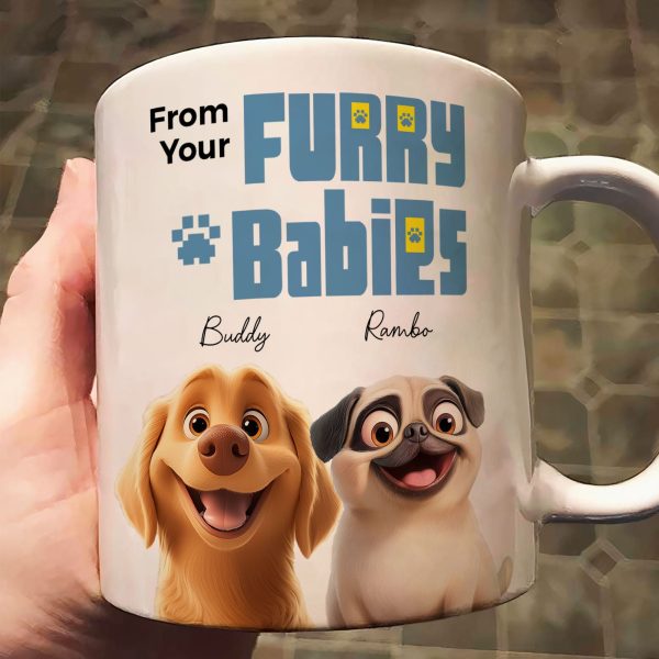 From Your Furry Babies With Love Creative White Ceramic Mug for Mother's Day, Birthdays, and Cozy Family Moments From Your Furry Babies With Love Creative White Ceramic Mug for Mother's Day, Birthdays, and Cozy Family Moments