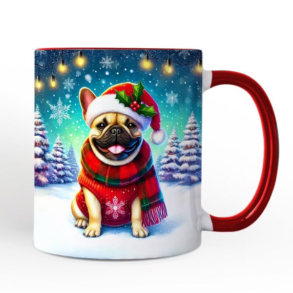 Frosty French Bulldog Personalized Mug, Charming Pup Magical Christmas Gift with Custom Name