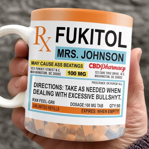 Fukitol Rx Prescription For Recharging Your Mind And Soul - Friend Personalized Custom Mug - Gift For Best Friends, Sisters, Family Members, Coworkers Fukitol Rx Prescription For Recharging Your Mind And Soul - Friend Personalized Custom Mug - Gift For Best Friends, Sisters, Family Members, Coworkers