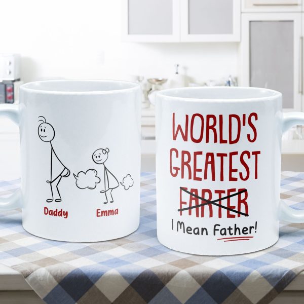 Funny Best Dad World's Greatest Farter I Mean Father - Personalized Mug Funny Best Dad World's Greatest Farter I Mean Father - Personalized Mug