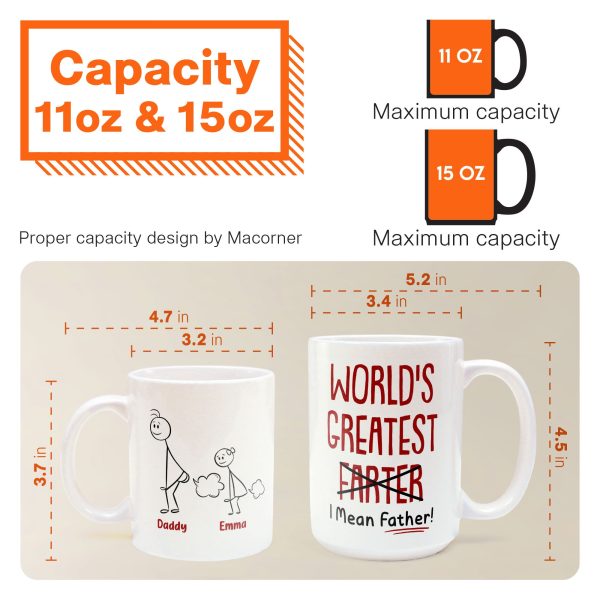 Funny Best Dad World's Greatest Farter I Mean Father - Personalized Mug Funny Best Dad World's Greatest Farter I Mean Father - Personalized Mug