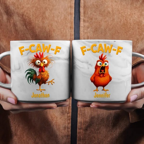 Funny Chicken F-Caw-F - Personalized Marble Mug Funny Chicken F-Caw-F - Personalized Marble Mug