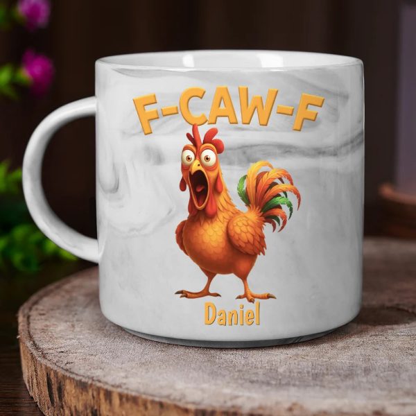Funny Chicken F-Caw-F - Personalized Marble Mug Funny Chicken F-Caw-F - Personalized Marble Mug