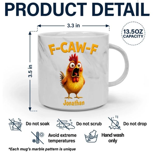 Funny Chicken F-Caw-F - Personalized Marble Mug Funny Chicken F-Caw-F - Personalized Marble Mug