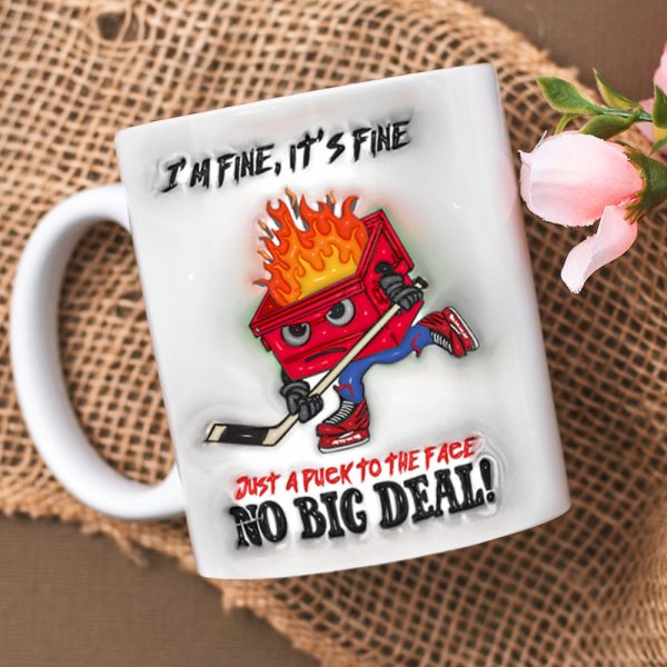 Funny Coffee Mug, Hockey Dumpster Fire Inflated I'm Fine It's Fine 01OHLU020125 Funny Coffee Mug, Hockey Dumpster Fire Inflated I'm Fine It's Fine 01OHLU020125
