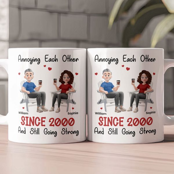 Funny Couple Mug Custom Anniversary Gift for Husband or Wife with Coffee Illustration Funny Couple Mug Custom Anniversary Gift for Husband or Wife with Coffee Illustration
