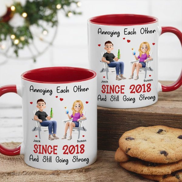 Funny Couple Mug Custom Anniversary Gift for Husband or Wife with Coffee Illustration Funny Couple Mug Custom Anniversary Gift for Husband or Wife with Coffee Illustration