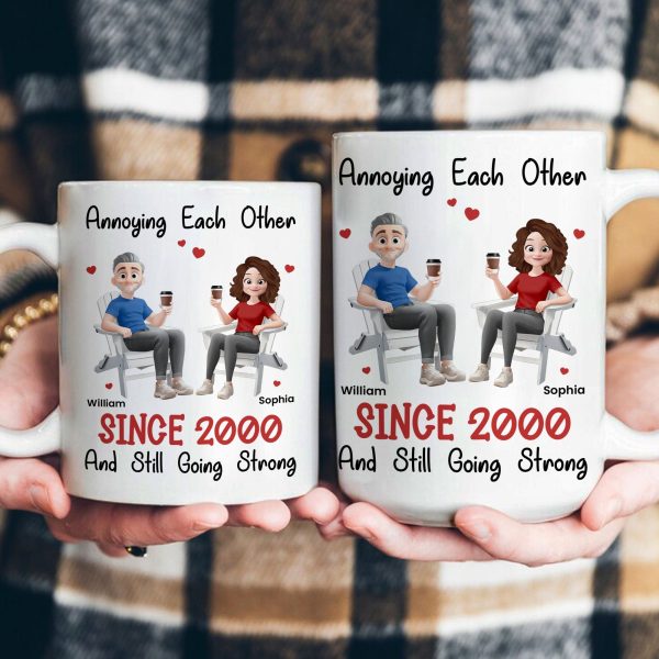 Funny Couple Mug Custom Anniversary Gift for Husband or Wife with Coffee Illustration Funny Couple Mug Custom Anniversary Gift for Husband or Wife with Coffee Illustration