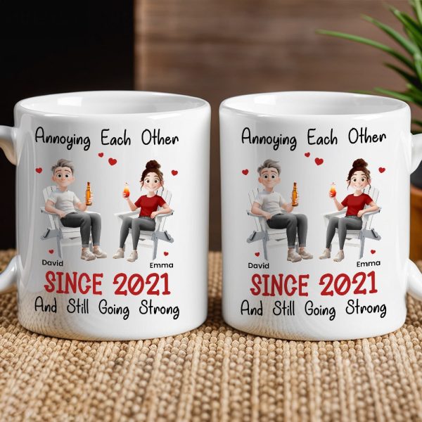 Funny Couple Mug Custom Anniversary Gift for Husband or Wife with Coffee Illustration Funny Couple Mug Custom Anniversary Gift for Husband or Wife with Coffee Illustration