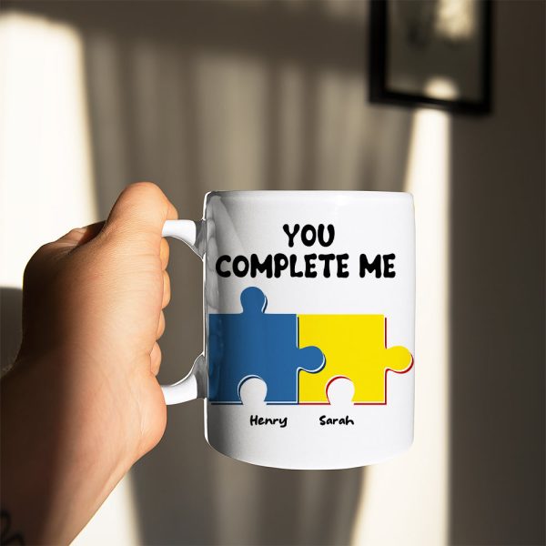 Funny Couple You Complete Me Puzzle, Personalized White Mug, Gift For Couple Funny Couple You Complete Me Puzzle, Personalized White Mug, Gift For Couple