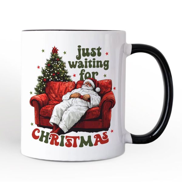 Funny Fat Santa Couch Personalized Mug, Just Waiting for Christmas Gift with Custom Name Funny Fat Santa Couch Personalized Mug, Just Waiting for Christmas Gift with Custom Name