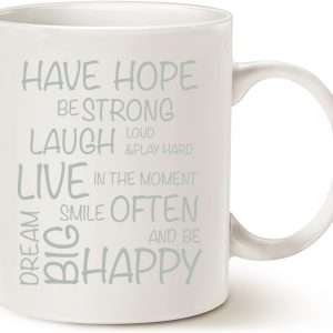 Funny Inspirational Coffee Mug Have Hope Be Strong Motivational Quote Ceramic Mug White, Encouraging Gift for Women Mom Friend, Birthday Christmas Gift
