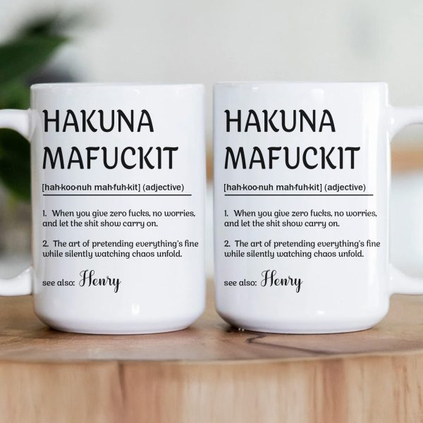 Funny Mug - Hakuna Mafuckit - Exchange Gifts, Elephant Gift, Gag Gift For Coworkers - Personalized Mug