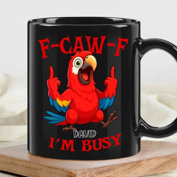 Funny Mug with Angry Chicken Cartoon, Customizable Coffee Mug, 'I'm Busy' Humor, Unique Gift for Coworkers & Friends