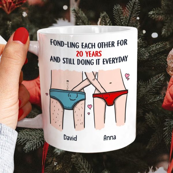 Funny Naughty Couple Fond-ling Each Other For Years, Personalized Couple Mug, Christmas Tree Decor