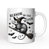 Funny Opossum Witch with Broom Personalized Mug, Vintage Halloween Gift with Custom Name