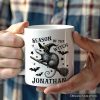 Funny Opossum Witch with Broom Personalized Mug, Vintage Halloween Gift with Custom Name