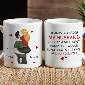 Funny Personalized Ceramic Mug Thanks For Being My Husband Sweet Romantic Couple Design Unique Gift for Wife or Husband