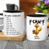 Funny Personalized Ceramic Mug with Grumpy Chicken and Work Vocabulary Quote, Creative Desk Gift for Coworkers Funny Personalized Ceramic Mug with Grumpy Chicken and Work Vocabulary Quote, Creative Desk Gift for Coworkers