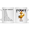 Funny Personalized Ceramic Mug with Grumpy Chicken and Work Vocabulary Quote, Creative Desk Gift for Coworkers Funny Personalized Ceramic Mug with Grumpy Chicken and Work Vocabulary Quote, Creative Desk Gift for Coworkers