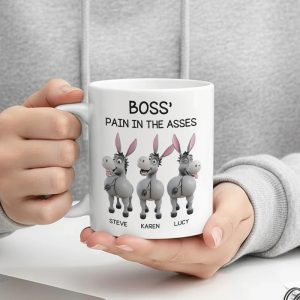 Funny Personalized White Ceramic Mug for Boss Custom Cartoon Donkey Team, Unique Office Gift for Coworkers, Hilarious Value-Priced Present
