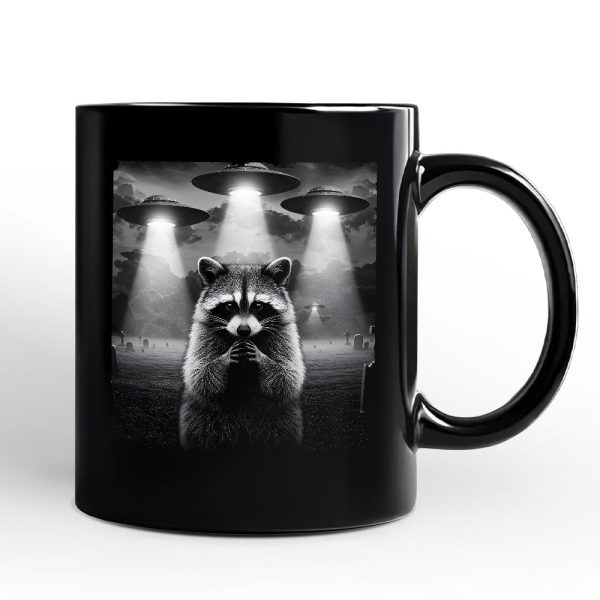 Funny Raccoon UFO Personalized Mug, Unisex Black Gift with Custom Name Funny Raccoon UFO Personalized Mug, Unisex Black Gift with Custom Name