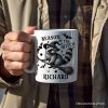 Funny Racoon Witch with Broom Personalized Mug, Vintage Halloween Gift with Custom Name Funny Racoon Witch with Broom Personalized Mug, Vintage Halloween Gift with Custom Name