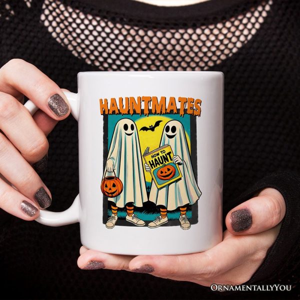 Funny Retro Ghosts Hauntmates Personalized Mug, Vintage Best Friend Halloween Gift with Custom Names Funny Retro Ghosts Hauntmates Personalized Mug, Vintage Best Friend Halloween Gift with Custom Names
