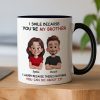 Funny Sibling White Ceramic Mug Personalized Brother & Sister Cartoon, Playful Quote, Creative Gift for Coworker or Family