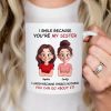 Funny Sibling White Ceramic Mug Personalized Brother & Sister Cartoon, Playful Quote, Creative Gift for Coworker or Family